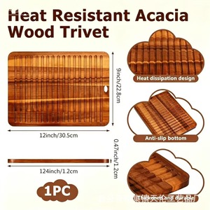 Alfombrilla de madera para trípode, base de madera maciza engrosada, protector de olla anti-quemaduras, mantel aislante térmico, resistente al calor - Product Image 4
