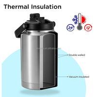 Kapasitas Besar 128Oz Air Pot Stainless Steel Water Jug 1 Galon Double Wall Insulated Botol dengan Pegangan Tutup