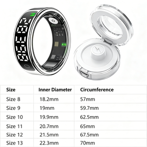 Nouvelle bague connectée R13 2026 : Suivi du sommeil et des activités sportives, comptage des pas, étanche, capture photo à distance, étui de chargement sans fil - Product Image 6