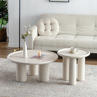 Table basse ronde de style nordique, couleur crème, table d'angle pour salon