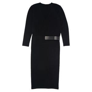 Vestido de Cachemira de Manga Larga con Detalle de Cinturón de Cuero - Product Image 5