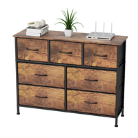 Commode de chambre moderne à 7 tiroirs en bois PB/MDF, structure en fer, armoire de rangement en tissu, couleur personnalisable, durable, pour salon
