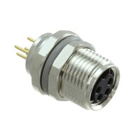 Adaptateur de panneau femelle M8 Bi-Win BWM8-03FS-XXSR noir, design circulaire droit, montage arrière, étanche, résistant aux chocs/vibrations