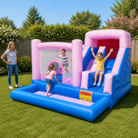 Château gonflable commercial personnalisé en PVC avec piscine à balles, trampoline et toboggan