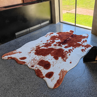 Langlebige und Große Kuhfell-Teppiche, Geeignet für Schlafzimmer Wohnzimmer Western-Dekor, Polyester Tierfell-Teppich, Braun