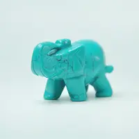 Figurines d'animaux en pierre Turquoise d'éléphant sur mesure, décoration de bureau et de maison