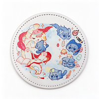Sous-verre rond personnalisé mignon, imprimé UV couleur, avec personnage de dessin animé, en cuir, pour cadeau de fan de bande dessinée