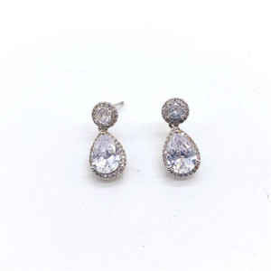 Zhenlu Jewelry Geometric Crystal <b>Earrings</b> With Zirconia Teardrop Design For Women Party <b>Stud</b> <b>Earrings</b> - Product Image 5