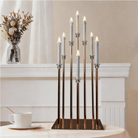 Centre de table en métal et acrylique avec 8 bougies LED sans flamme, rechargeable, pour mariage, fête, décoration de la maison