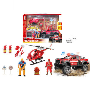 Ensemble de pompiers militaires lumineux et musicaux, camion de pompiers, hélicoptère, figurines d'action, jouet en plastique, équipement de combat de simulation, garçons - Product Image 1