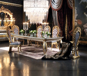 OE-FASHION custom Francese Dell'annata Naturale In Legno di Quercia intagliato piazza superiore di <span class=keywords><strong>vetro</strong></span> Tavolo Da Pranzo e sedie mobili per la casa - Product Image 2