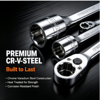 Kit de clés à cliquet en acier au chrome-vanadium avec bandes bleues pour l'entretien automobile et la réparation mécanique