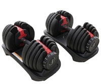 Set de Mancuernas Ajustables 52.5 lb / 24 kg para Entrenamiento Levantamiento de Pesas Ejercicio Muscular Gimnasio y Hogar Equipo de Fitness con Soporte