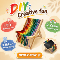 Kit de fabrication de chaise de plage arc-en-ciel en macramé pour enfants, jouet éducatif de tricot manuel pour débutants