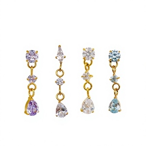 Têtes de piercing à filetage interne en Titane F136 et Zircon 5A, forme goutte <span class=keywords><strong>d</strong></span>'eau, <span class=keywords><strong>pour</strong></span> remplacement de clous de tragus et de cartilage, vente en gros - Product Image 1