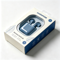Boîte de présentation personnalisée avec logo, impression couleur, blanc et bleu marine, avec trou de suspension pour écouteurs sans fil et produits électroniques, vente en gros
