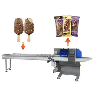 Fabrication machine d'emballage oreiller flux machine d'emballage automatique horizontale machine d'emballage scellage glace-sucette popsicle snack