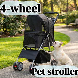 <span class=keywords><strong>Poussette</strong></span> <span class=keywords><strong>pour</strong></span> animaux de compagnie légère 5,7 kg, 4 roues, amortissante, imperméable, en Oxford, logo/couleur personnalisés, pliage en un clic - Product Image 1