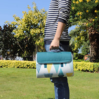 Tapis de plage pliable imprimé, imperméable et anti-sable, pour le camping et les pique-niques en extérieur