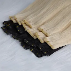 100% European Virgin Hand-tied Wefts Weave Hair Double Drawn Human Hair Hand Tied Weft Hair Extension