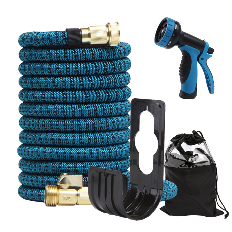 Тройной 3-слойный латексный резиновый 2500D 3750D ткань выдвижной 3/4 ''Твердый латунный фитинг волшебный гибкий расширяемый садовый шланг