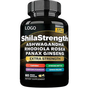 60 Cápsulas <span class=keywords><strong>8</strong></span> em <span class=keywords><strong>1</strong></span> Shilajit Ashwagandha Rhodiola Rosea Panax Ginseng Minerais Fulvicos & Ácido Suporte Energético para Homens e Mulheres - Product Image 1