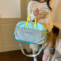 Sac de voyage grande capacité à blocs de couleur, compartiment à chaussures multifonction et poche pour articles secs et humides, sac de sport tendance grande capacité