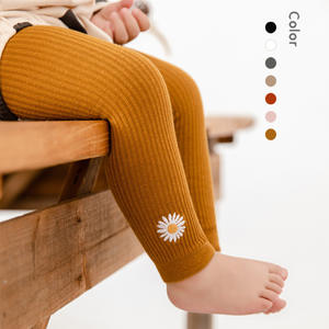 Pantalones Cortos de Bebé con Doble Costura y Cintura Elástica, <span class=keywords><strong>Calcetines</strong></span> con Bordado de Margaritas Pequeñas, Transpirables, para Otoño - Product Image 3