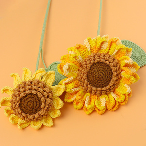 Grosse tête Crochet Tournesol Décorations de fil de laine faites à la main pour la maison Noël et la fête des mères-<span class=keywords><strong>Fleur</strong></span> artificielle à haute simulation - Product Image 2