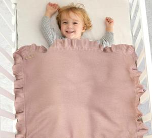 Manta de Bebé Personalizada al por Mayor, ODM, de Algodón Tejido, con Borde de Volantes y <span class=keywords><strong>Nombre</strong></span> Bordado - Product Image 5