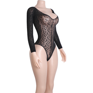 Maillot de bain string imprimé léopard avec manches transparentes, tenue de soirée <span class=keywords><strong>érotique</strong></span> pour boîte de nuit, <span class=keywords><strong>danseuse</strong></span> exotique, danse de salon, mode - Product Image 4