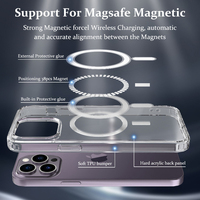 Coque de téléphone portable transparente en TPU+PC, design transparent, antichoc, magnétique, compatible avec la charge sans fil, pour iPhone 14, 13, 15 Pro Max, 12