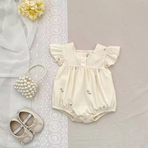 Zomer Nieuwe Baby Romper Geborduurde Bloemen Meisjes Jurkjes Schattige Babykleding - Product Image 5