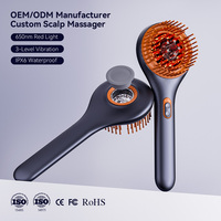Brosse de massage électrique pour cuir chevelu à 3 vitesses avec applicateur d'huile, thérapie par lumière rouge personnalisée en gros, peigne de massage pour la croissance des cheveux