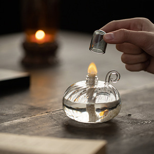 Lámpara de aceite de vidrio Guanlan, calentador de té, resistente al calor, de borosilicato alto, para uso doméstico, estilo minimalista, llama abierta, aislada - Product Image 2