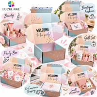 Boîte d'expédition en carton ondulé personnalisée avec sac en papier rose et ensemble de sacs cadeaux pour les cadeaux de fête, les boutiques et l'expédition e-commerce