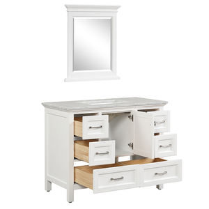 <b>Bathroom</b> Vanity Carrara Marble Countertop Ceramic Soft-Close Doors Solid <b>Wood</b>+Plywood Construction Framed <b>Mirror</b> Made Vietnam - Product Image 3