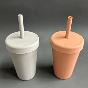 热销无双酚a不锈钢杯餐具套装，带硅胶杯盖和儿童吸管 - Product Image 4