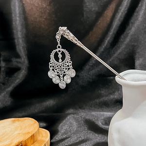 Vintage kadınlar hanfu püskül inci metal kalın uzun saç çubuklarını aksesuarları çin geleneksel saç pin saç sopa çörekler için - Product Image 5