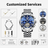 Maßgefertigte Uhren MOQ 50 Stück Herren Top-Marke Luxus Tourbillon Mechanische Uhren Mode Herren Skelett-Uhr Edelstahl Herren Armbanduhr