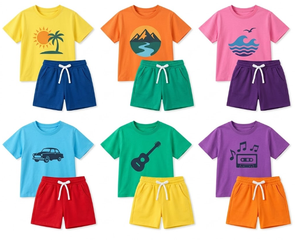 Lote de Ropa de Verano para Niños de 3 a 6 Años, Diseños Variados, Colores Surtidos, Camisetas de Algodón con Cuello Redondo y Manga Corta y Conjunto de Pantalones Cortos - Product Image 2