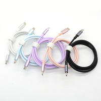 Câble tressé en nylon de 3 pieds avec tête métallique, charge rapide USB C-C 60W, chargeur, plusieurs couleurs, coque en aluminium, câbles de données de haute qualité