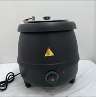 Équipement de restauration chaud Portable 10 seau à soupe rond en acier inoxydable noir chaleur Buffet soupe chauffe-aliments bouilloire à soupe électrique