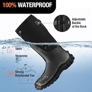 מגפי גשם של גברים, מגפי גומי ניאופרן מבודדים עם עגל מתכוונן, מגפי עבודה חיצוני נגד החלקה - Product Image 2