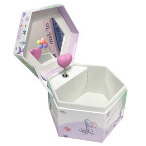 Caja Musical de Papel Hexagonal Hecha a Mano con Manivela Yiyu, para Guardar Joyas, con Logotipo y Sonido de los Años 30, en Oferta - Product Image 1