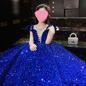 Bambini paillettes Flower Girl Dress Wedding Party Prom Gown elegante abito da sera da principessa per ragazze - Product Image 5