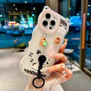 Coque de téléphone 3D mignonne avec <span class=keywords><strong>oreilles</strong></span> de <span class=keywords><strong>chat</strong></span> et dragonne, compatible avec la série iPhone - Product Image 1