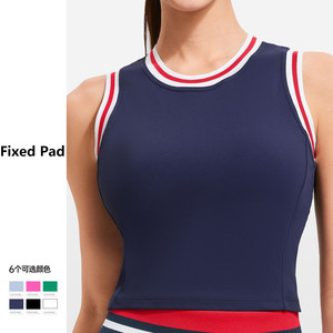 Date Logo Personnalisé S-3XL Femmes Golf Tennis Porter Rayé Rembourré Débardeur Yoga Actif Padel Pickleball Top - Product Image 1