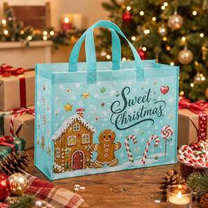 Christmas Non Woven Tote <b>Bag</b> Reusable for Holiday Ski Resort Welcome Kit Gift <b>Xmas</b> Winter Lodge Guest Amenity Custom - Product Image 2