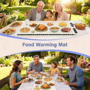 Plateau chauffant électrique, 6 niveaux de température, contrôle du minuterie 9 heures, verrouillage de sécurité pour enfants, tapis chauffant pour aliments pour fêtes, buffets, réunions - Product Image 6